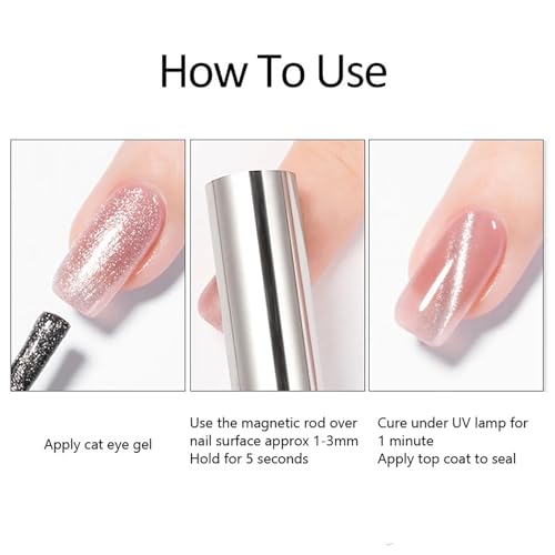 Cat Eye Nail Magnet Gel Nail Polish Magnetic Cylindrical Strong Magnet Stick Cat Eye Nail Art Magnet 3d Cat Eye Magnetic Nail Polish Tool Double Headed Magnet for Nails Salon (Silver) - color: Style 1
