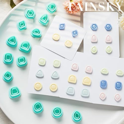 TAINSKY Polymer Clay Cutters - Frame Clay Cutters, Boho Polymer Clay Cutters for Earrings Jewelry Making, 14 Shapes Mini Clay Earrings Cutters(Studs Clay Cutters) - color: Mini Studs Set