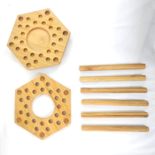 Paint Brush Holder Bamboo Paint Brush Holder,Rotating Watercolor Paint BrushHolder Display Stand and Organizer with 24Holes and 1 Big Hole for Desk, Arts and Crafts (1PCS)