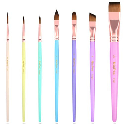 Nicpro 7pcs Face Paint Brush Set, Aesthetic Pastel Artist Paintbrushes for Body Face Painting, Acrylic Watercolor Oil Gouache, Professional Paint Brushes for Halloween Cosplay Party Makeup Kit - color: Pastel