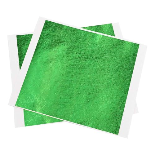 KINNO Gold Leaf Sheets for Art, Green Gold Foil Sheets, 100Pcs, Crafting Papers for Arts Painting Gilding, 3.15 x 3.35 Inches - color: Forest