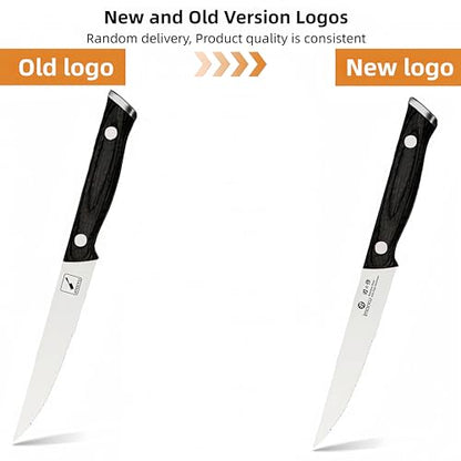 imarku Japanese Steak Knives, Steak Knives Set of 8,Stainless Steel Serrated Steak Knife,Steak Knife with Pakkawood Ergonomic Handle,Gift for Men and Women - color: Silver Black
