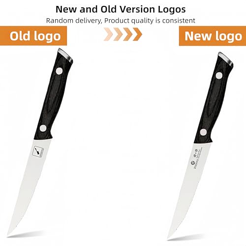 imarku Japanese Steak Knives, Steak Knives Set of 8,Stainless Steel Serrated Steak Knife,Steak Knife with Pakkawood Ergonomic Handle,Gift for Men and Women - color: Silver Black