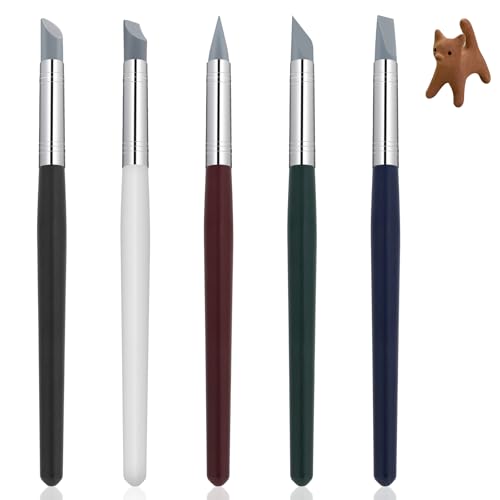 5 PCS Silicone Paint Brush, Professional Silicone Sculpting Tools Flexible Clay Carving Tools Rubber Color Shapers Brushes for DIY Handicraft Silicone Shaping Carving Pottery Artwork
