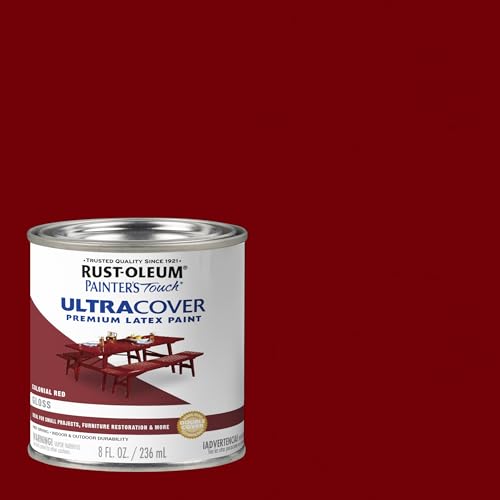 Rust-Oleum 1964730 Brush On Paint Painters Touch Latex, 8 Fl Oz (Pack of 1), Gloss Colonial Red - color: Gloss Colonial Red, size: 8 Fl Oz (Pack of 1)