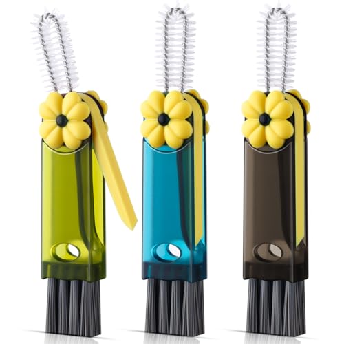 3 in 1 Cup Lid Cleaning Brush, Portable Cup Cleaner Brush, New Water Bottle Lid Cleaner Brush, Multifunctional Cleaning Brush - Home Kitchen Cleaning Tools for Tight Spaces & Bottle Gaps, 3 PCS - color: Grey Green Blue-a