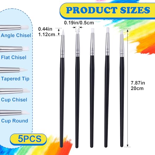 SmallCat 5 Pcs Silicone Paint Brushes, Flexible Clay Carving Tools, Professional Sculpting Tools for Handicraft Pottery Artwork Shaping Carving DIY- White (5mm) - color: White (5mm)