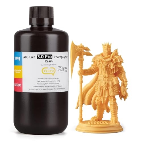 ELEGOO ABS-Like Resin 3.0 Pro, Higher Scratch-Resistance 3D Printing Photopolymer Resin, 405nm UV Resin for MSLA/DLP/LCD Printers Fast Curing High Precision Non-Brittle, Yellow 1000g - color: Yellow, size: M-1000g