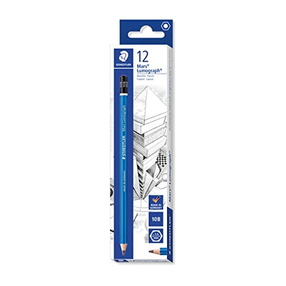 Staedtler Mars Lumograph 10B Graphite Art Drawing Pencil, Very Soft, Break-Resistant Bonded Lead, 12 Pack, 100-10B - color: 10B