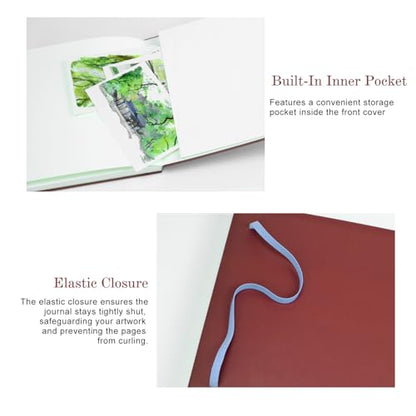 CuppaClip Watercolor Paper Pad Cover Illustration Pure Cotton Pulp Cold Press 300GSM Acid-Free Hardback Watercolor Book (Burgundy) - color: Burgundy