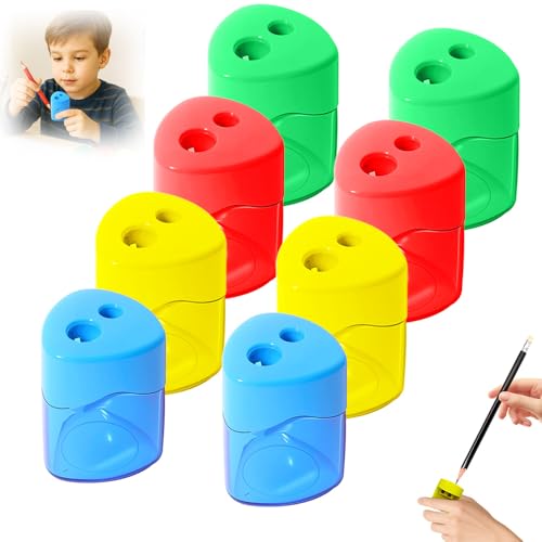Pencil Sharpeners with Lid, Pencil Sharpeners Manual, Colored Handheld Sharpener Suitable for Kids Adults Students School Class Home Office (8pcs Triangle) - color: 8pcs Triangle