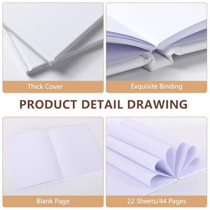 zmybcpack 6 Pack Hardcover Blank Book 8.5x11 inch, Hardcover Blank Book for Students to Write Stories, Blank Hardcover Sketchbooks Journal（White，22 Sheets/ 44 Pages Each） - size: 8.5x11"(6 pack)