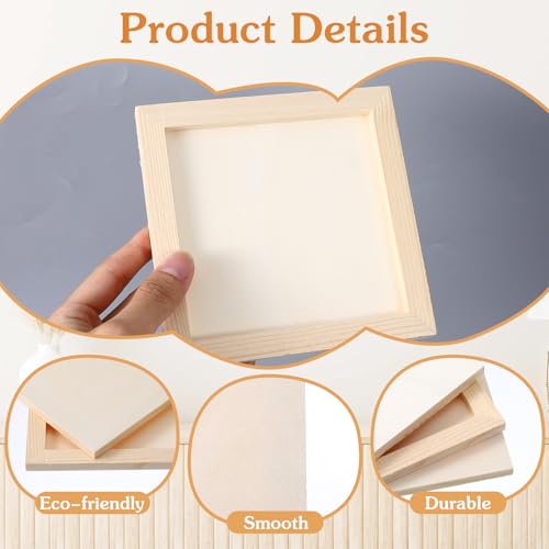 24 Pack Wood Panel Boards, 6 x 6 Inch Unfinished Wooden Panels Canvas Panels for Art Crafts Painting Crafts DIY Oil Painting Pouring Art Projects