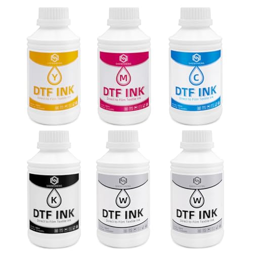 Premium DTF Ink 3000ML - DTF Transfer Ink for PET Film, Used for Epson ET-8550, L1800, L800, R2400, P400, P800, XP15000, Heat Transfer Printing Direct to Film, 6x500ML (CMYKWW) - size: 6x500ml (CMYKWW)