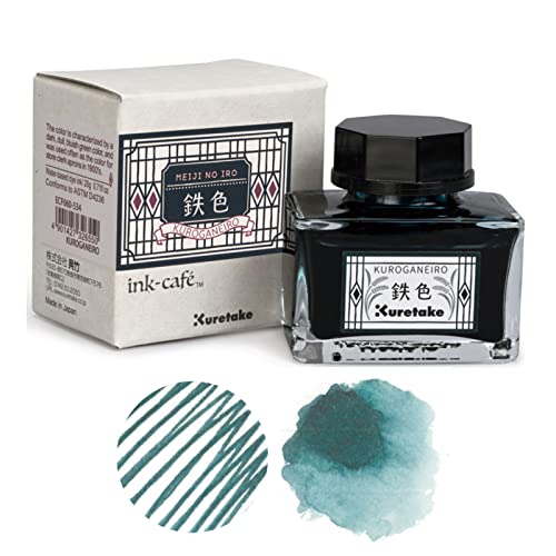 Kuretake Ink-café MEIJI NO IRO KUROGANE-IRO Ink Bottle 20g for Fountain Pens - color: Iron Color (Croganero)
