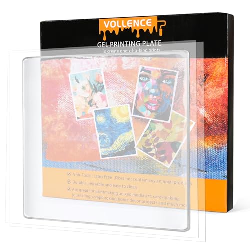 Vollence 12" X 14" Reusable Gel Monoprinting Plate – Reusable Art Plate for Press and Texture Printing - size: 12" x 14"