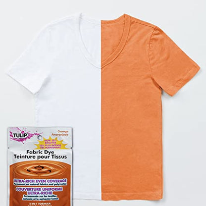 Tulip Permanent Fabric Dye Powder, Hot Dye Method for Vibrancy, Long-Lasting Color, Orange