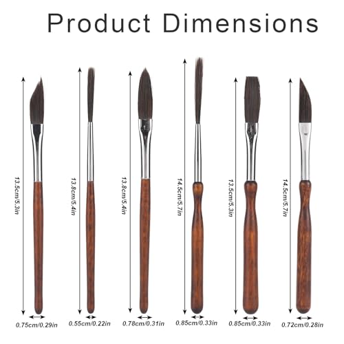 Penitue 6pcs Pinstriping Brush, High-Performance Pinstripe Lettering Paint Brush Kit Set with Dagger Flat-Tipped Sword-Shaped Long Cat-Tongue & Liner Brushes for Fine Lines & Decorative Painting
