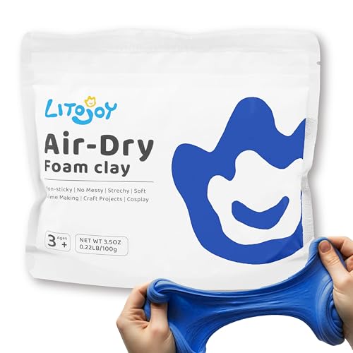 Blue Air Dry Foam Clay - 3.5 OZ (0.22 LB) 100 Grams - Modeling, Soft, Light Weight, for School Supply, Art Projects, Christmas Deco, Cosplay Props, Slime Supplies, Flower Mirror (Blue) - color: Blue