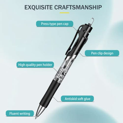 Gel Pens, Retractable Rolling Ball Gel Pens, Writing Smoothly, Large Capacity, Suitable for Working or Studying, 12-Pack, 0.7mm (Black)
