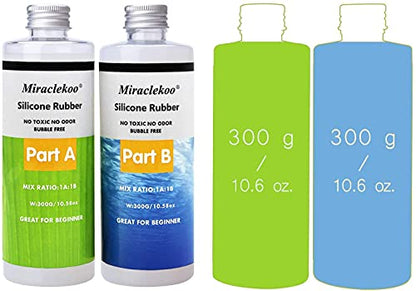 Miraclekoo Silicone Mold Making Kit 21.16oz and Miraclekoo 8 Colors Silicone Rubber Pigment Bundle