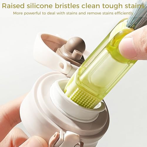 3PCS Cup Lid Cleaning Brush, 3 in 1 Cup Lid Gap Cleaning Brush Set, Bottle Cleaning Brush for Tight Spaces Multifunctional Portable Cup Lid Cleaner Home Kitchen Cleaning Tools (Crocodile) - color: Crocodile