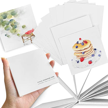 Watercolor Paper Sketchbook,3.9x3.9 Inch Mini Mixed Media Notebook,20 Sheets 140lb/300gsmTearable Artist Paper,Small Travel Drawing Journal for Adults,Painting,Watercolors,Art Supplies,White - color: 1-3.9x3.9 inch-300gsm-white