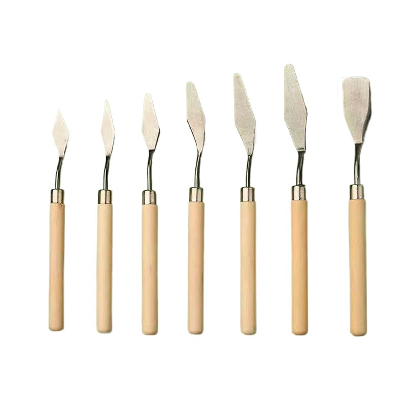 7-Piece Palette Knife Set: Stainless Steel Painting & Scraping Tools for Oil & Acrylics, Art & Canvas Work | Artist Supplies (Yellow) - color: Yellow
