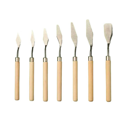 7-Piece Palette Knife Set: Stainless Steel Painting & Scraping Tools for Oil & Acrylics, Art & Canvas Work | Artist Supplies (Yellow) - color: Yellow