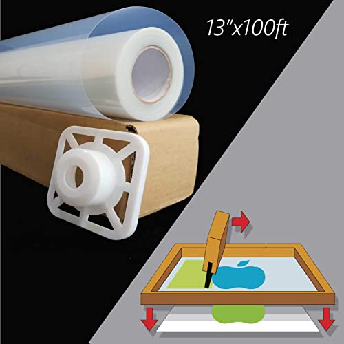 13"x100ft. Screen Printing Film 1 roll Waterproof Inkjet Transparent Film for Water-based Pigment and Dye Printers