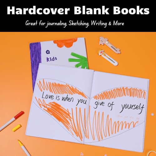 6 Pack Hardcover Blank Book,6x8 Inch Unlined Sketchbook Journal - 18 Sheets/36 Pages Each, Bulk Pack of White Hardcover Blank Books for Writing, Drawing Make Your Own Book, Multi-Purpose for Students & Adults - size: 8.5x11 inch