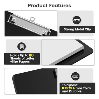Extra Large 11x17 Clipboards, Landscape and Vertical Layout 2 Pack | Black Plastic Drawing Boards with Low Profile Clip. Suitable for Watercolor, Sketching, Painting. Art & Drafting Supply - color: Black