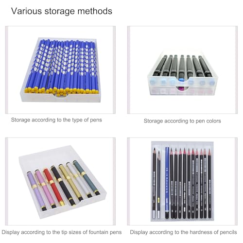 Craft Organizers and Storage, Pencil, Crayon, Marker, Pen Organizer, Pen Holder, Pen Tray Storage with Gel Pens, Fountain Pens, Chalk for Office, Art & Craft Room - 8Pack