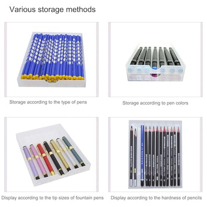 Craft Organizers and Storage, Pencil, Crayon, Marker, Pen Organizer, Pen Holder, Pen Tray Storage with Gel Pens, Fountain Pens, Chalk for Office, Art & Craft Room - 8Pack