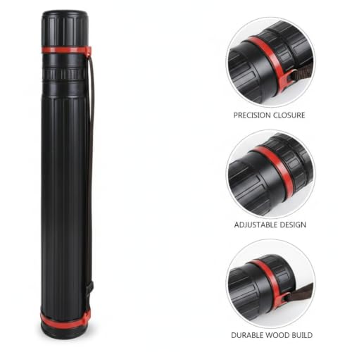 Adjustable Wooden Art Tube, Telescoping Poster and Blueprint Storage Case, Rigid Black Cylinder for Rolled Documents (1 PC) - size: 14.96 x 4.13 x 4.13 in
