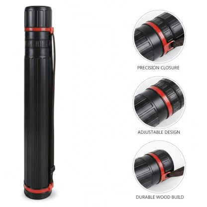 Adjustable Wooden Art Tube, Telescoping Poster and Blueprint Storage Case, Rigid Black Cylinder for Rolled Documents (1 PC) - size: 14.96 x 4.13 x 4.13 in