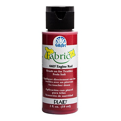 FolkArt Fabric Brush-On Paint 2oz, Engine Red - color: Engine Red