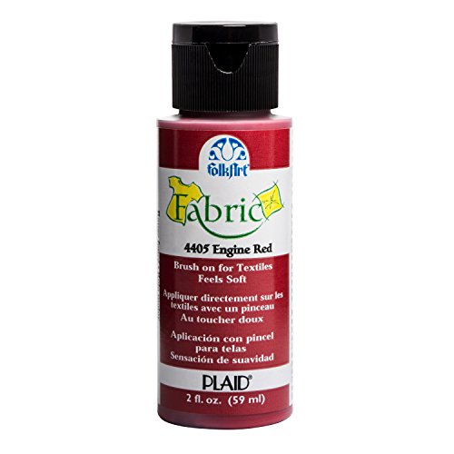 FolkArt Fabric Brush-On Paint 2oz, Engine Red - color: Engine Red