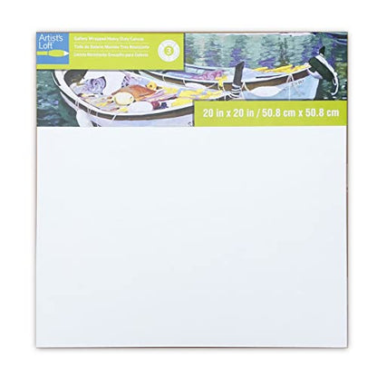 Artist's Loft 20" x 20" Level 3 Gallery Wrapped Heavy Duty Canvas - Acid Free Cotton Canvas for Paint, Acrylic, & Oils - Bulk 6 Pack - size: 20 x 20