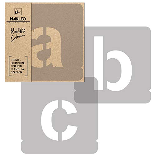 NAKLEO 42 Pcs Letters & Numbers Plastic Stencils for Crafts Reusable 2.8 Inch, Letter for Painting, Alphabet, Template Art, Wall, Wood, Fabric – Modern Sans Small - color: Modern Sans – Small, size: 2.8" x 2.8"