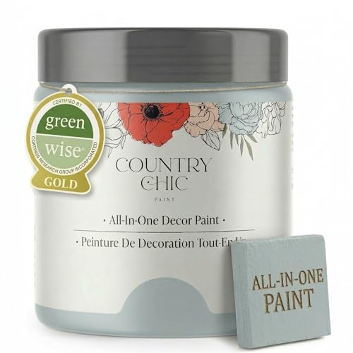 Country Chic All-in-One Chalk Paint for Furniture, Cabinets, Home Decor, Eco-Friendly, Matte Finish, Built-In Primer & Top Coat for Wood, Metal - Belle of the Ball (Light Blue) - 8 oz (237 ml) - color: Belle of the Ball, size: 8 Fl Oz (Pack of 1)