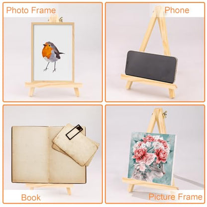 ESRICH 4 PCS 9 Inch Wood Easels, Easel Stand for Painting Canvases, Art and Crafts, Tripod, Painting Party Easel, Kids Student Tabletop Easels for Painting, Portable Canvas Photo Picture Sign Holder - style: 4