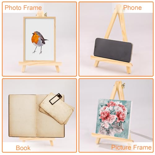 ESRICH 16 Pack 9 Inch Wood Easels, Easel Stand for Painting Canvases, Art and Crafts, Tripod, Painting Party Easel, Kids Student Tabletop Easels for Painting, Portable Canvas Photo Picture Sign Holder - style: 16