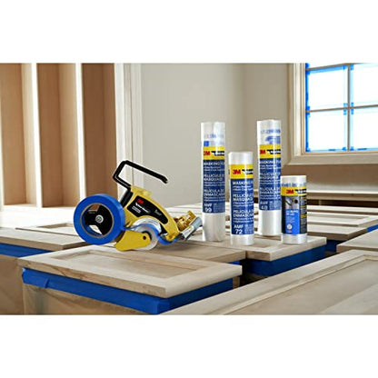 3M Hand Masker Advanced Masking Film, 72 in x 90 ft, Static Cling Keeps Film in Place, Prevents Liquids From Bleeding Through, Flake Resistant, For Indoors & Outdoors Use, 1 Roll (AMF72)