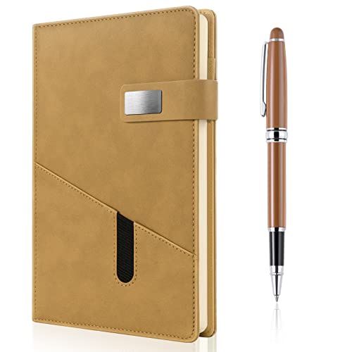 A5 Blank Journal Notebook, Refillable Hardcover Leather Sketchbook with Pocket and Magnetic Buckle, 240 Pages Thick Travel Sketchbooks for Drawing and Writing, 80gsm Unlined Journal for Men and Women - color: Khaki, size: A5 Blank Paper