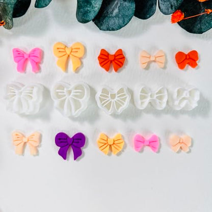 Xaekicr Polymer Clay Cutters Bow Set – 5PCS Cute Bow Clay Cutters for Polymer Clay Jewelry, Sweet Ribbon Clay Earring Cutters Shapes, DIY Clay Tools for Earrings, Charms and Crafts - color: F color