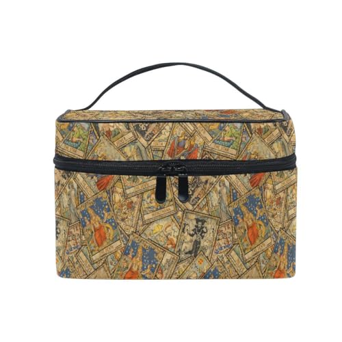 Makeup Train Cases Old Colorful Tarot Travel Cosmetic Bag Portable Artist Storage Bag Organizer for Womens - color: Colorful Tarot