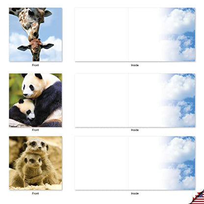 The Best Card Company - 10 Adorable Note Cards Blank (4 x 5.12 Inch) - Wildlife and Animal Cards, Assorted Boxed Set - Mommy Dearest AMQ4961OCB-B1x10 - style: Mommy Dearest