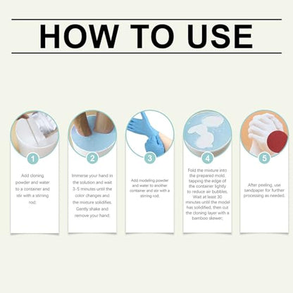 Eco Resin Casting Powder - 100g Easy Mixing Water Activated | Clay Hand Molding Kit Plaster Powder - for Mold Making Hand Sculpture Home Decor Beginners Couples
