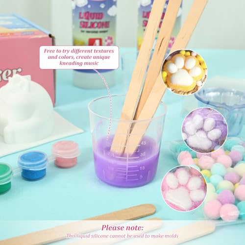 Tcwhniev DIY Squishy Kit, 18oz Bubble-Free Liquid Silicone for Handmade Squishies, Fast 2-3H Cure Stress Relief Sensory Toy Squishy Making Kit, Arts & Crafts Gift for Adults Beginners